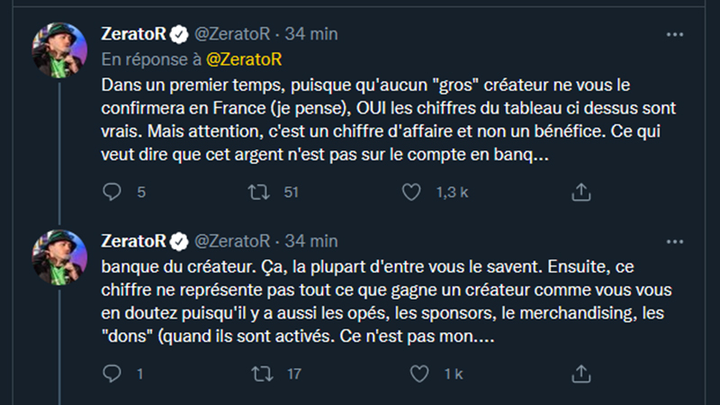 Leak Twitch des salaires des streamers : ZeratoR s’exprime