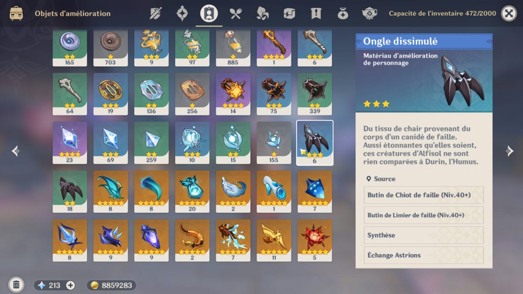 Griffe, ongle et serre dissimulé Genshin Impact, comment en avoir ?