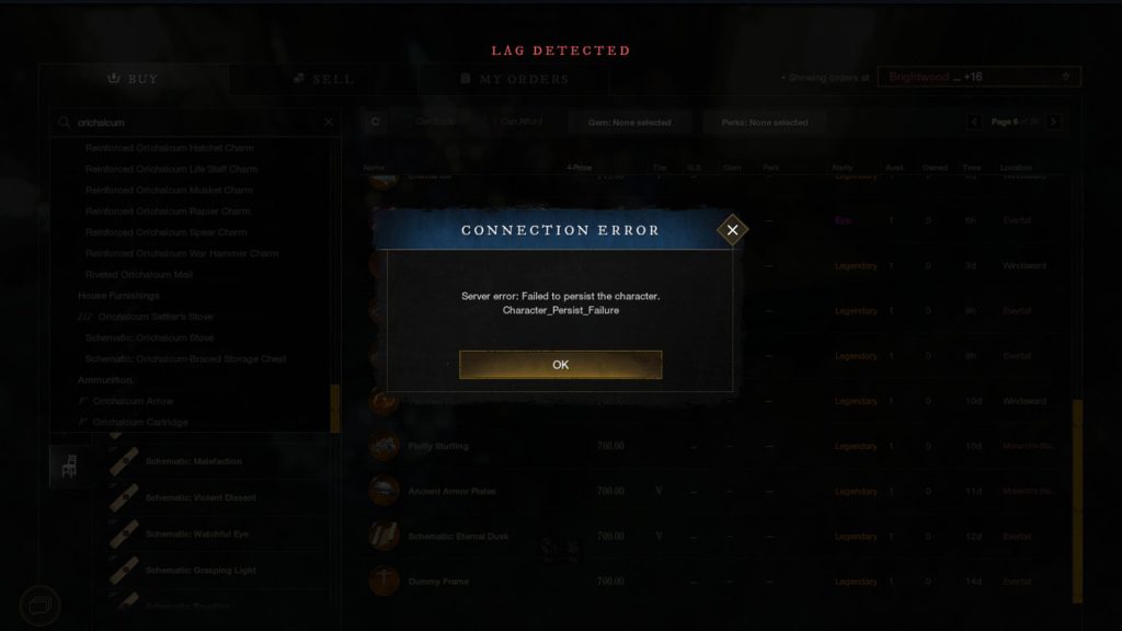 Bug transfert de monde New World, impossible de se connecter à son perso