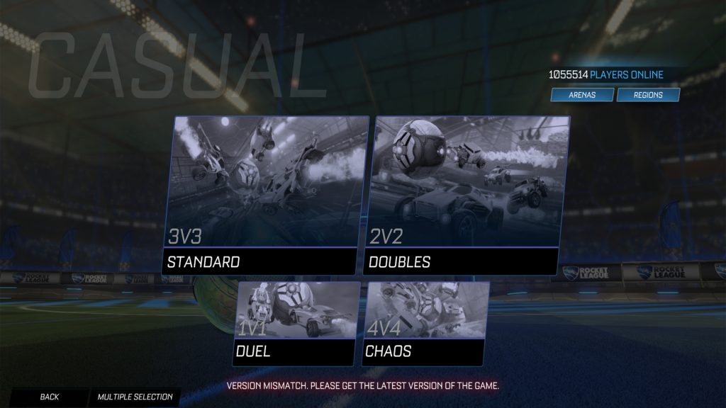 Les versions sont différentes Rocket League, la mise à jour impossible