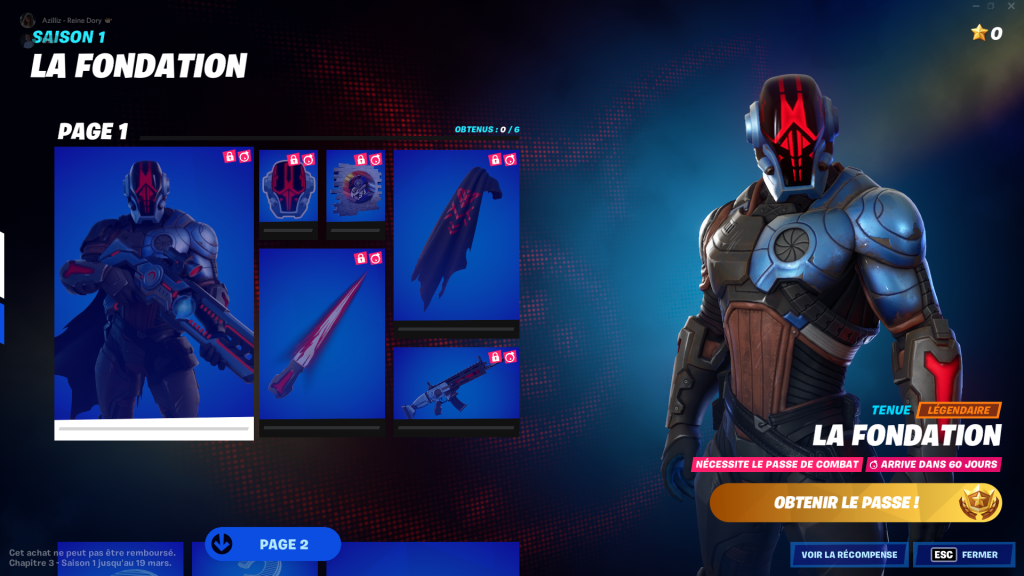 Skin Fondation Fortnite, date de sortie en saison 1 du chapitre 3