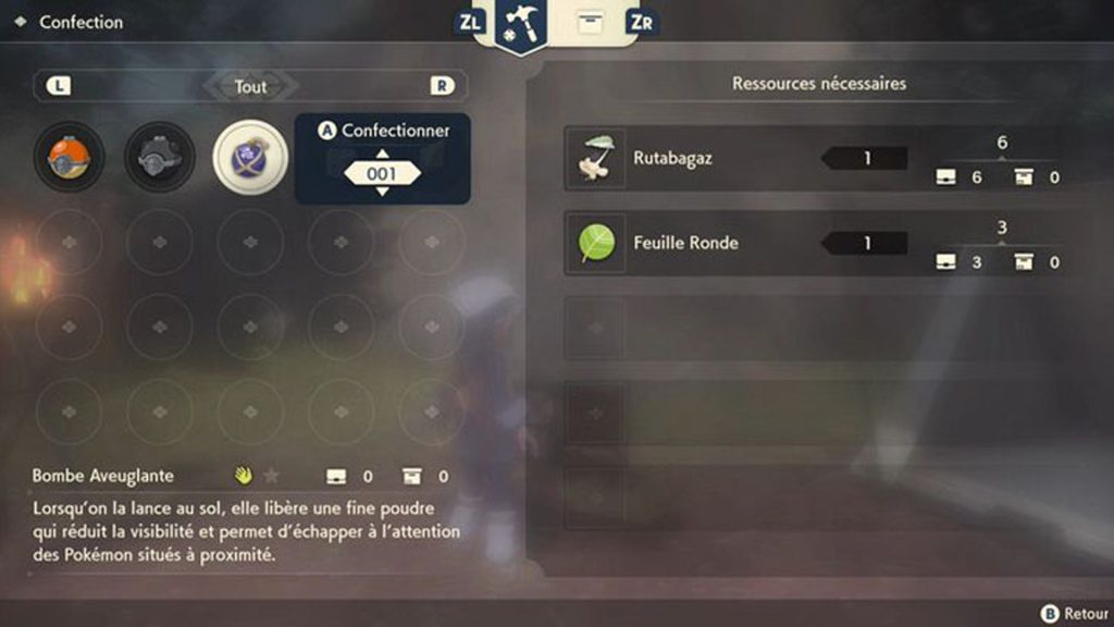 Craft Pokémon Arceus, comment confectionner un objet ?