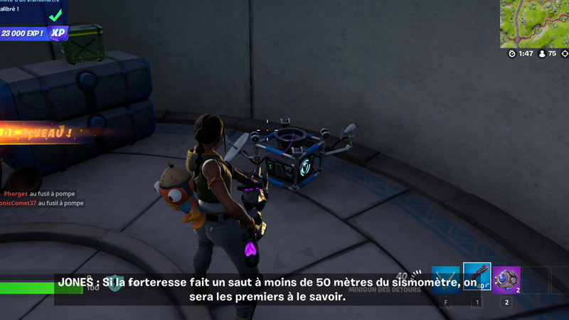 Sauter à proximité d’un sismomètre sur Fortnite, défi saison 2 chapitre 3