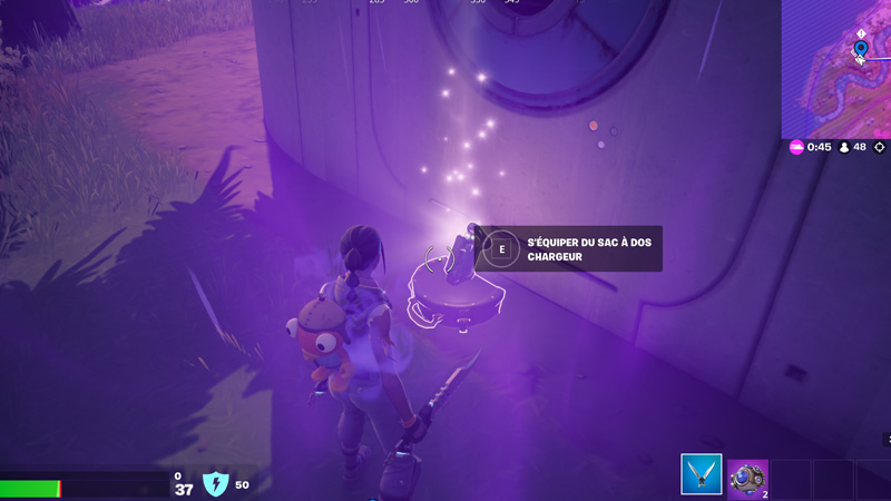 S’équiper du sac à dos et obtenir des piles à combustion près de l’État-major enfoui dans Fortnite, défi saison 2 chapitre 3