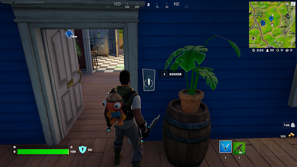 Sonner à la porte des maisons jusqu’à ce que la sonnette casse dans Fortnite, défi Eté au calme