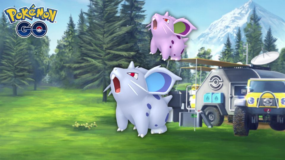 Nidoran femelle (shiny) dans les Heures de Pokémon Vedette d’août 2022 sur Pokémon GO