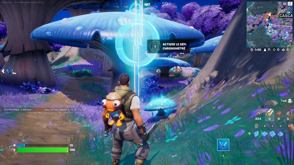 Réussir la course d’obstacles des champignons dans Fortnite, défi Dragon Ball