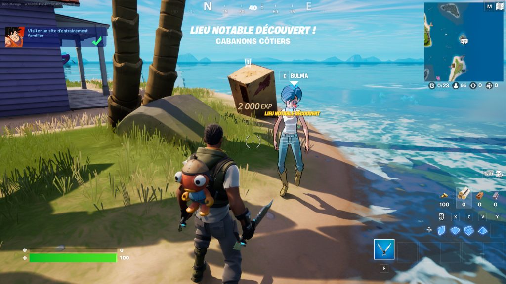 Visiter un site d’entrainement familier dans Fortnite, défi Dragon Ball