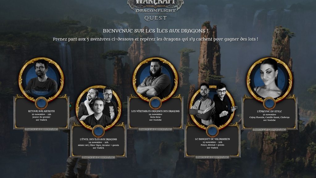 MisterMV, ZeratoR, JDG, Nota Bene, Ponce et EnjoyPhoenix s’associent à Blizzard pour le lancement de WoW Dragonflight !