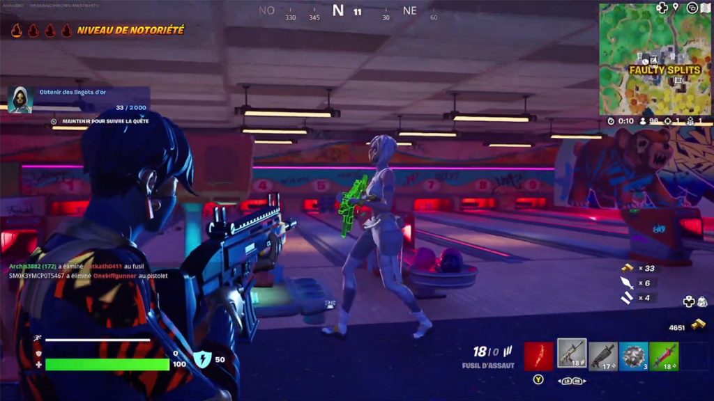 Ramasser une carte d’accès à une chambre forte sur un boss des Imperturbables vaincu Fortnite, défi Most Wanted de la saison 1 du chapitre 4