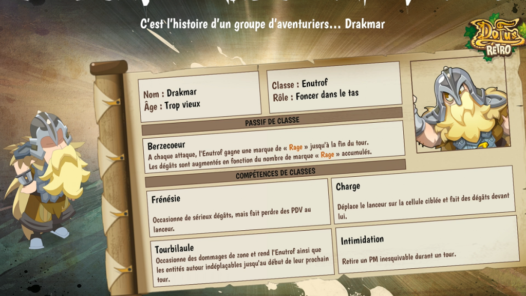 Enutrof sur Dofus Retro Temporis 2 : Parchomancia : rôle, passif, sorts, toutes les infos