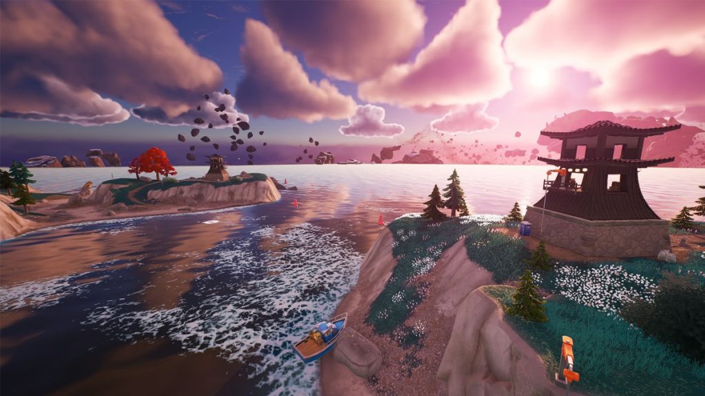 Conquérir le point de capture sur l’île du butin volante sur Fortnite, défi saison 2 du chapitre 4