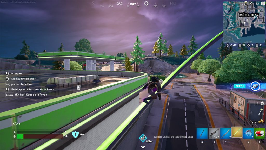 Utiliser le saut de la Force pour sauter sur un rail de glisse ou en descendre sur Fortnite, comment accomplir le défi Star Wars en saison 2 du chapitre 4 ?