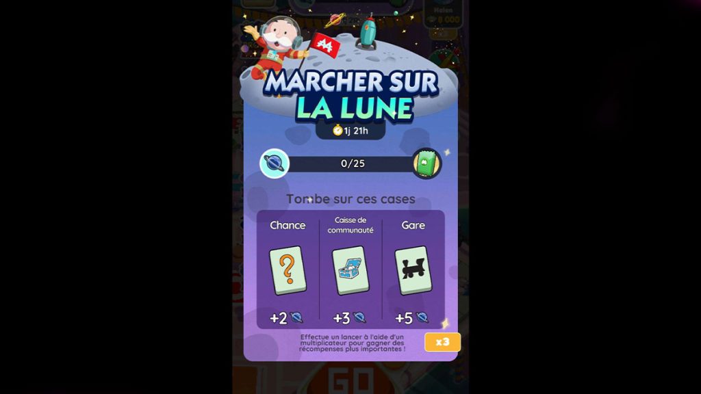 Marcher sur la lune Monopoly GO, paliers, récompenses et durée pour l’événement de février 2024