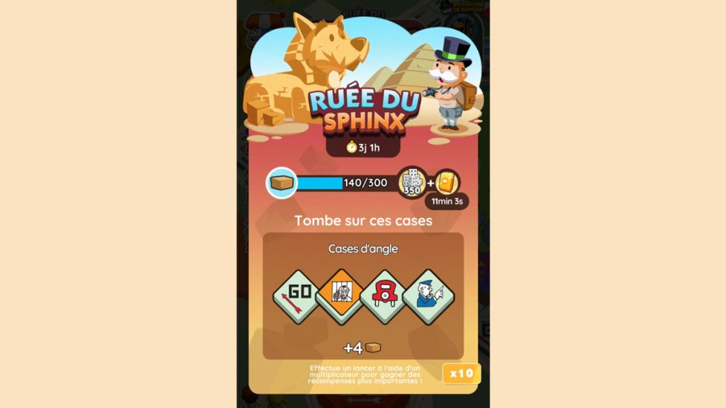 Ruée du sphinx Monopoly GO, paliers, récompenses et durée pour l’événement d’avril 2024