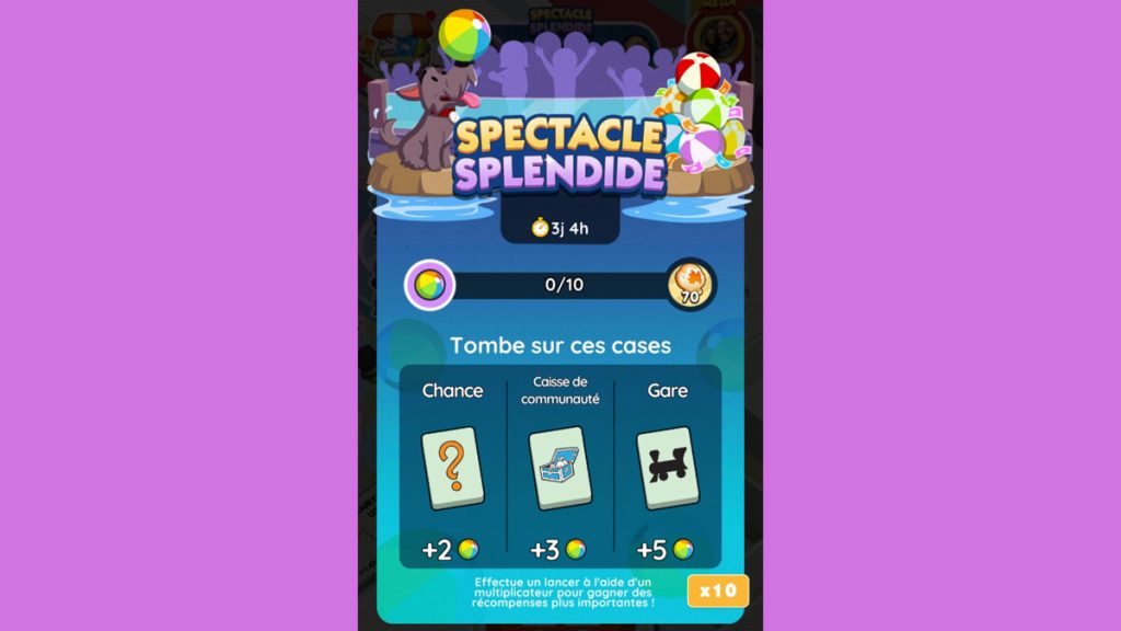 Spectacle splendide Monopoly GO, paliers, récompenses et durée pour l’événement de juin 2024