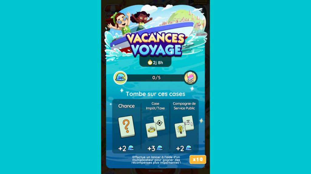 Vacances voyage Monopoly GO, paliers, récompenses et durée pour l’événement de juillet 2024