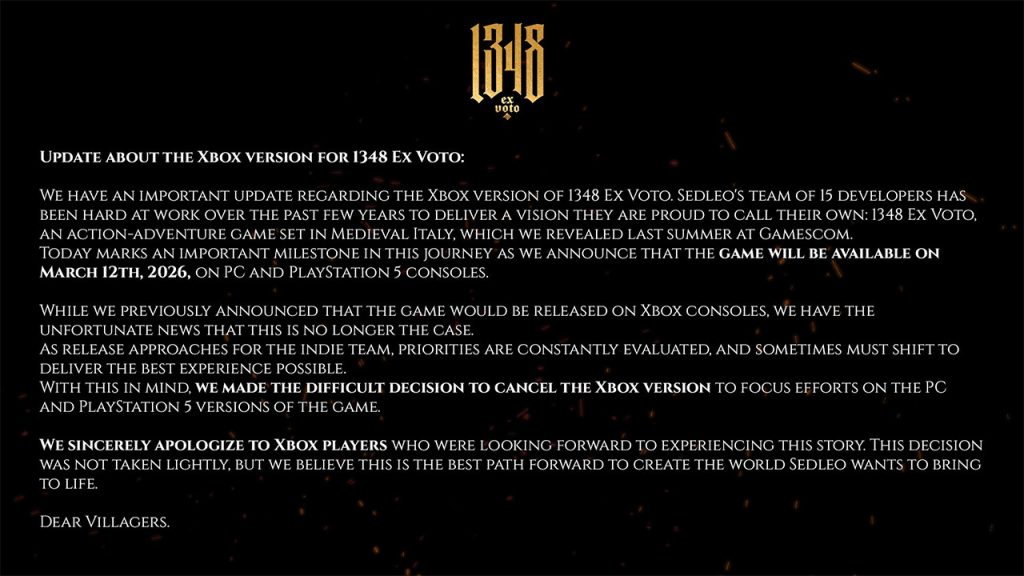 1348 Ex Voto annulation Xbox Series.
